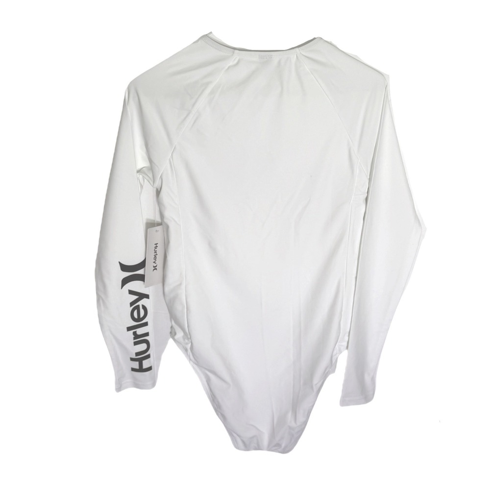 NWT Hurley Long Sleeve One Piece Swimsuit UPF 50+ Medium Black & White Zip Surf - Picture 9 of 15